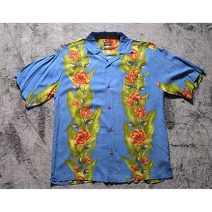 Tony Lambert Short Sleeve Button Up Hawaiian Floral Shirt Men's Size Small